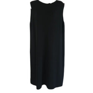 Eileen Fisher Black Dress Wool sleeveless Sz L Minimalist Workwear Classic